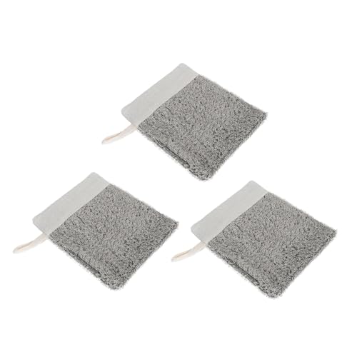 BELLIFFY 3St Badehandschuhe wiederverwendbare Reinigung Gesichtsschrubberhandschuh schrubben Spender Zubehör badetuch badetücher handtücher milde Duschhandschuhe Bad Rückenschrubber Flachs von BELLIFFY