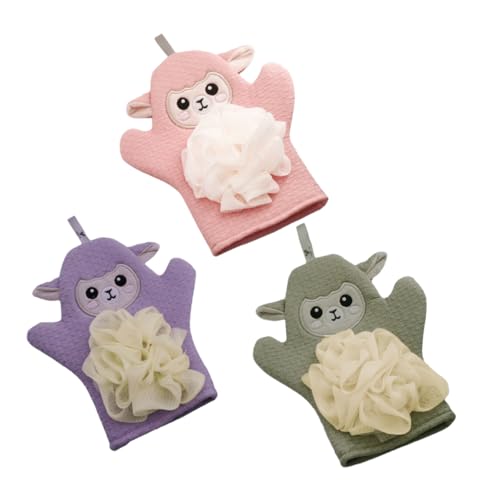 BELLIFFY Dusch- Und Badehandschuhe Für Jungen Und Mädchen 3er-pack Cartoon-badetücher Peeling-seite Robust Bequem Für Den Täglichen Gebrauch von BELLIFFY