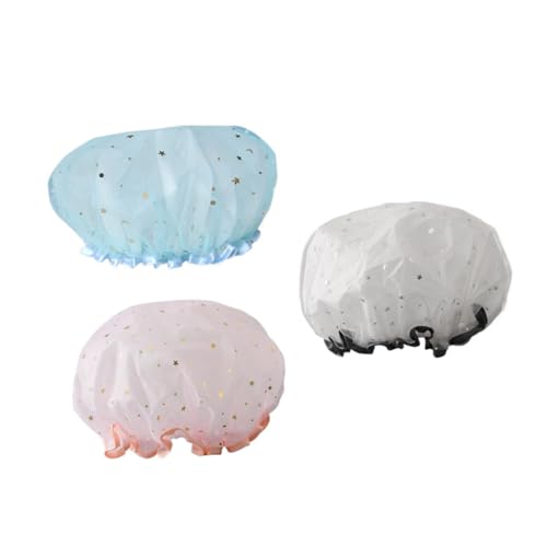 BELLIFFY 3-teiliges Badekappen-set Aus Netzgarn Mit Doppellagigen Mustern Duschhaube Für Ölduschen Verdickte Badekappen Elastisch Stilvoll Für Mädchen Weich Robust Grau von BELLIFFY