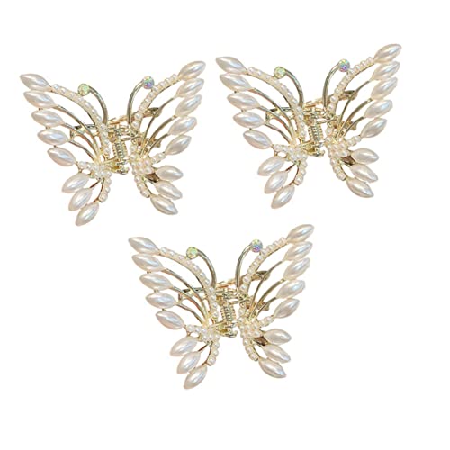 BELLIFFY Schmetterling Haarschmuck Perlen Haarklammer Damen Haarspange Schmetterlings Kopfschmuck Haarspange von BELLIFFY
