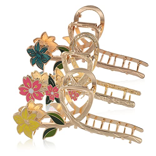 BELLIFFY 3stücke Haarklammern Blumenform Haarspangen Für Damen Für Hochsteckfrisuren Und Freizeitaktivitäten Gelb Grün Und Rosa von BELLIFFY