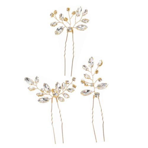 BELLIFFY 3stücke Teiliges Braut Haarschmuck Set Haarspangen Für Hochzeiten Haarnadeln Für Bräute Und Brautjungfern Goldene Haaraccessoires Für Besondere Anlässe von BELLIFFY