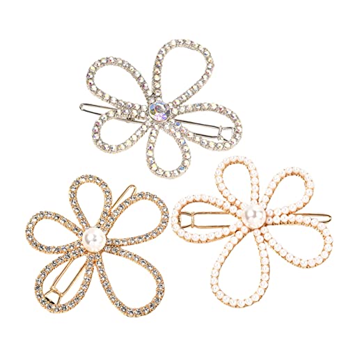 BELLIFFY 3stücke Teiliges Haarschmuck-set Mit Blumen-haarspangen Perlenrand Dekorativer Haarklammer Für Mädchen Und Damen Accessoire Für Hochzeiten Und Besondere Anlässe von BELLIFFY