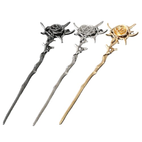 BELLIFFY 3stücke Blumen Haarstäbe Aus Zinklegierung Vintage Haarstylingpins Für Damen Langlebig Und Passend Zu Jedem Outfit Für Langes Haar von BELLIFFY