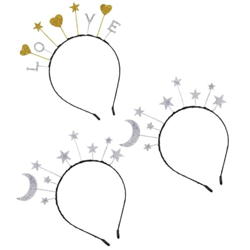 BELLIFFY 3stücke Glitzer Stirnband Aus Legierung Mit Mond Stern Herz Decor Für Kinderhaar Haarschmuck Für Party Geburtstag Weihnachten von BELLIFFY