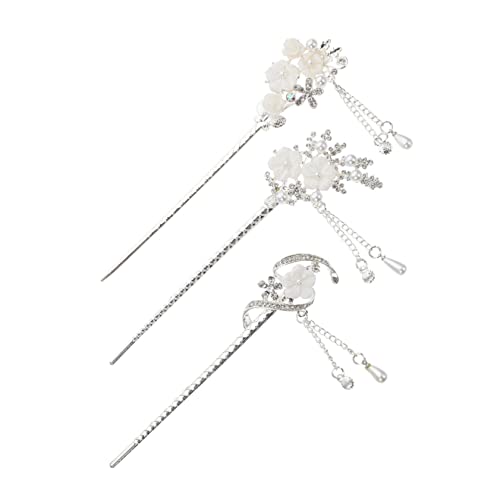 BELLIFFY Vintage Strass Haarstäbchen 3 Stücke Mit Quasten Blumen Haargabeln Chignon Pin Haarnadeln Für Hochzeiten Dinnerpartys Cosplay Und Alltag Korrosionsbeständig Eleganter von BELLIFFY