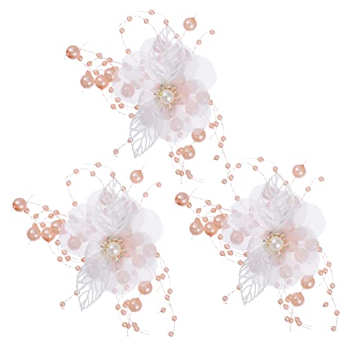 BELLIFFY 3er Satz Perlenblumen Haarspangen Damen Hochzeit Frisur Accessoires Elegante Blumenhaarspangen Für Frauen von BELLIFFY