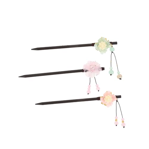 BELLIFFY 3stücke Vintage Holz Haarnadeln Chinesische Haarstäbchen Mit Blumenmuster Für Damen Und Mädchen Handgefertigter Haarschmuck Im Antiken Design Für Besondere Anlässe Und von BELLIFFY