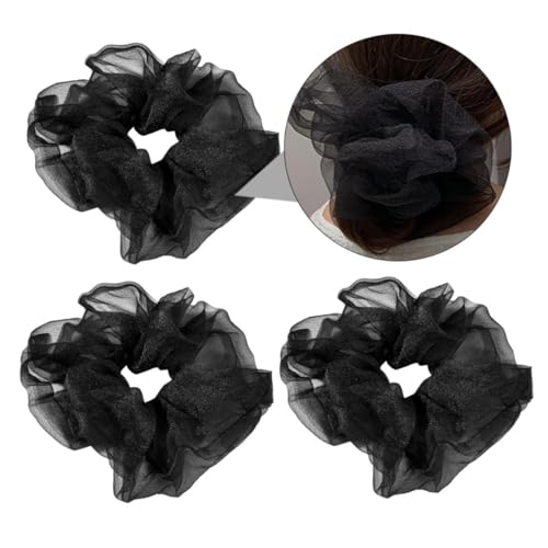BELLIFFY 3stücke Haargummi Elastisch Mesh-haarseil Stylische Haarzubehör Schöne Haarseil Haar Scrunchies Haar Ringe Mädchen Krawatten Langlebig von BELLIFFY