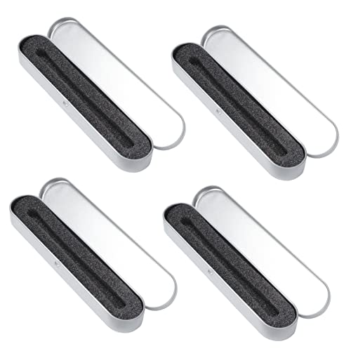BELLIFFY 4stücke Stiftebox Aus Eisenschwamm Stift Und Blechdose Aus Metall Federmäppchen Aus Aufbewahrungsbox Aus Quadratische Bleistiftboxen Silber von BELLIFFY