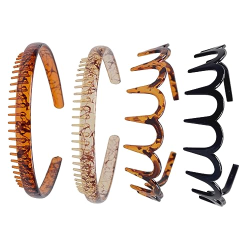 BELLIFFY 4stücke Teiliges Unisex Haarband Strapazierfähige Rutschfeste Stirnbänder Aus Kunststoff Für Damen Und Herren Für Sport Fitness Und Tägliche Anwendungen in Attraktiven Farben von BELLIFFY