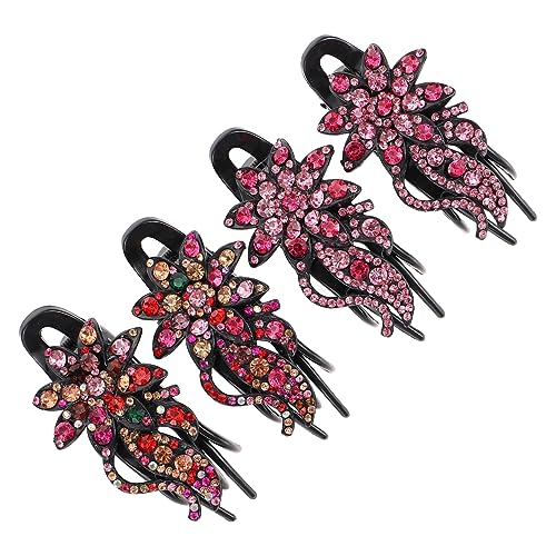 BELLIFFY 4stücke Haarspange Entenschnabelclip Haarklammer Kopfschmuck Für Frauen Rutschfest Blume Strass Pferdeschwanz Clip Haar Klaue Klammern Damen von BELLIFFY
