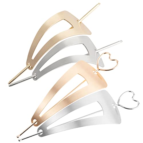 BELLIFFY Elegantes Metallherz-haar Für Frauen Und Mädchen 4 Stück Dutt-haarstäbchen Haarhalter Glatte Kanten von BELLIFFY