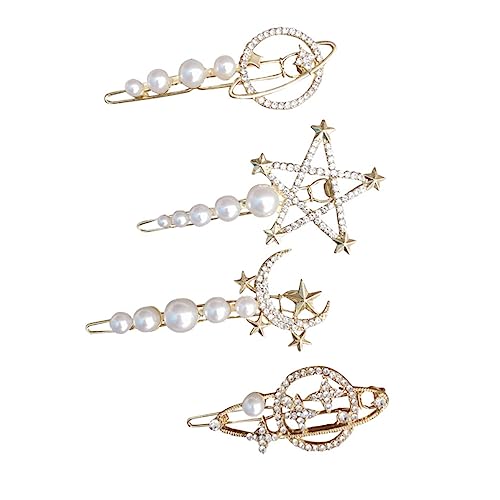 BELLIFFY 4stücke Planet Mond Haarspange Mit Perlen Für Mädchen Frauen Kopfschmuck Haaraccessoires Haarschmuck Für Hochzeit Party Geburtstag von BELLIFFY