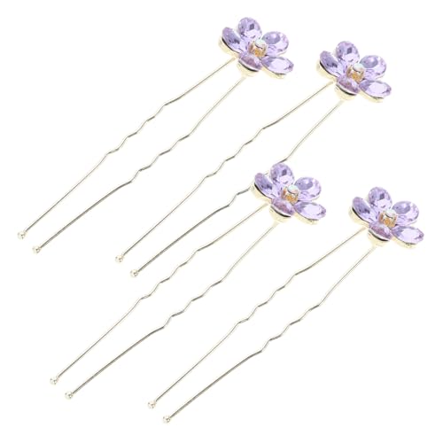 BELLIFFY 4stücke U-förmige Haarnadeln Mit Strass Dekorative Blumen-haarspangen Für Braut Und Eleganter Haarschmuck Für Damen Einzigartiges Accessoire Für Festliche Anlässe von BELLIFFY