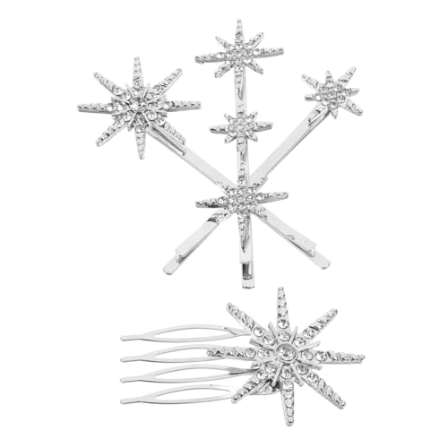 BELLIFFY Elegante Haarspangen mit Strasssteinen für Mädchen 4 Stück Silberfarbene Haarspangen mit Sternen Haar-accessoires für Brautjungfern Hochzeiten BELLIFFY Elegante Haarspangen mit Strasssteinen für Mädchen 4 Stück Silberfarbene Haarspangen mit Sternen Haar-accessoires für Brautjungfern Hochzeiten von BELLIFFY