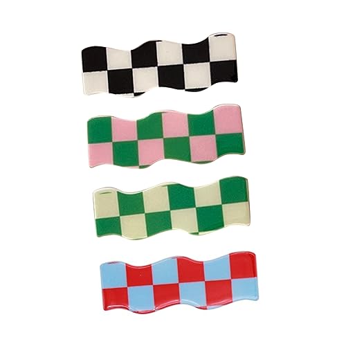 BELLIFFY 4stücke Welle Plaid Haarnadel Süße Haar Clip Stirnband Frauen Einfache Haar Zubehör Wave Plaid Haarschmuck Frauen Haarnadel von BELLIFFY