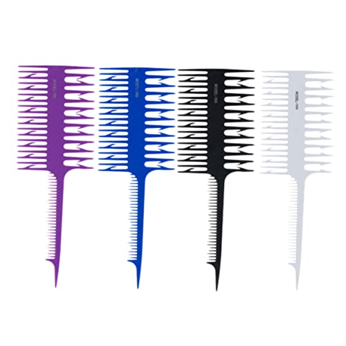 BELLIFFY 4 Stück Kamm Frisierkämme für Salons Beauty-Tool mit spitzem Gräten Blumenspangen für Frauen zweiseitiges Beauty-Tool haar styling set haarfärbepinsel Haarbürste Black von BELLIFFY