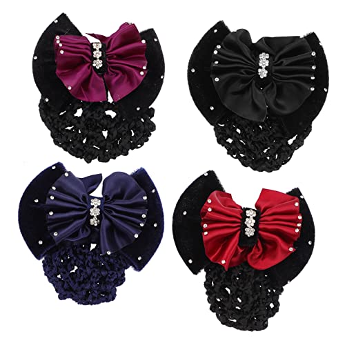BELLIFFY 4stücke Haarnetz Mit Schleifen- Frauen Haarknoten Abdeckung Für Büro Schule Und Feierliche Anlässe Aus Hochwertigem Material Bequem Und Langlebig von BELLIFFY