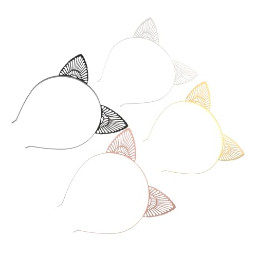 BELLIFFY 4stücke Metall Katzenohren Haarreifen Dekorative Cosplay Stirnbänder Für Halloween Partys Und Bühnenauftritte in Schwarz Gold Weiß Und Roségold von BELLIFFY