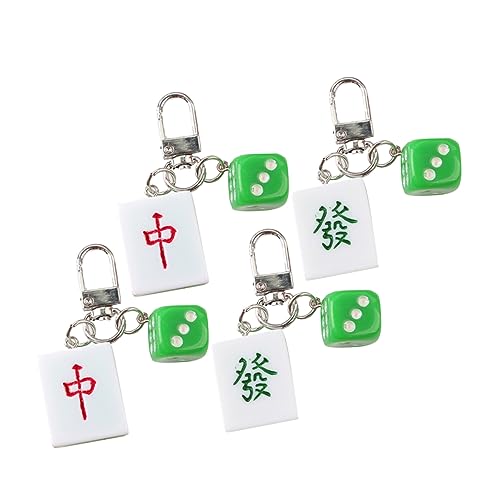 BELLIFFY 4stücke Teiliges Mahjong Schlüsselanhänger Harz Dekorative Chinesische Stil Für Schlüssel Und Taschen Originelle Geschenkidee Für Freunde von BELLIFFY
