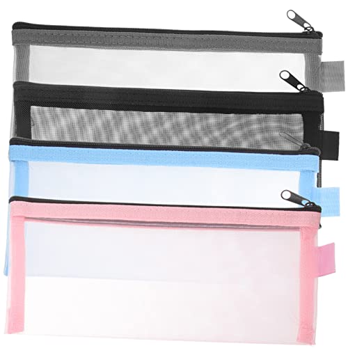 BELLIFFY 4stücke Teiliges Transparente Federmäppchen Nylon Tragbare Stiftetasche Für Schule Und Büro Großzügiger Für Stifte Und Schreibwaren Für Studenten von BELLIFFY