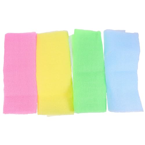BELLIFFY 4 Stück Peeling-handtuch Badeschrubber Körperwäscher Peeling-luffa-handtuch Rückenschrubberband Peeling-duschschwamm Schwamm Loufa Duschreiniger Badeschwamm Scheuertuch Nylon von BELLIFFY