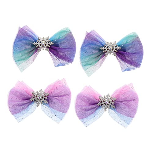 BELLIFFY 4stücke Weihnachts-haarspangen Mit Schleifen-design Schneeflocken-haarclips Für Mädchen Haaraccessoires Für Festlichkeiten Und Alltag von BELLIFFY
