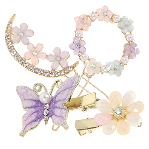 BELLIFFY 4 Stück Haarspangen Mit Blumen Und Schmetterlingen Für Damen Und Mädchen Haarschmuck von BELLIFFY