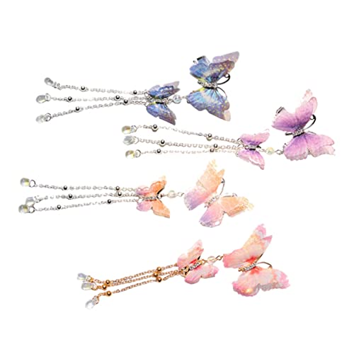 BELLIFFY 4stücke Schmetterling Haarnadel Quaste Metall Haarspangen Schmetterlings-haarspangen Für Frauen Schmetterlings-haarschmuck von BELLIFFY