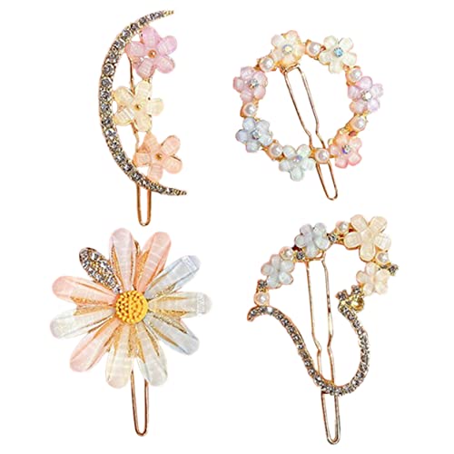 BELLIFFY 4stücke Strass Haar-clips Für Mädchen Mit Blumenmotiv Dekorative Haarspangen Aus Für Junge Mädchen Und Frauen Haarschmuck von BELLIFFY