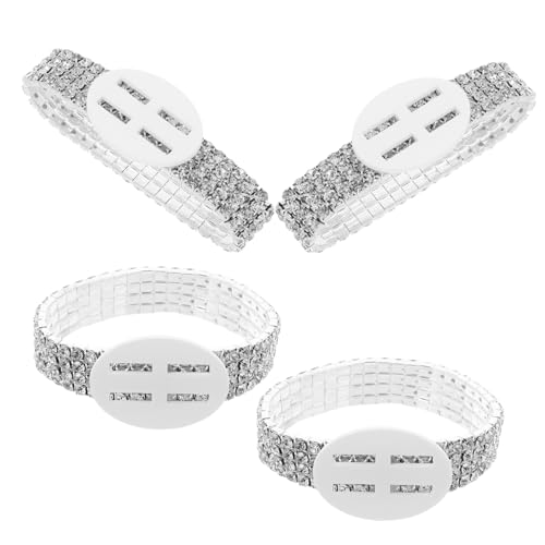 BELLIFFY 4 Stück Teiliges Armband mit Elastischem Band und Funkelnden Strasssteinen DIY Wrist Corsage Armband für Hochzeit Ball Brautparty Bequemes und Leichtes Party Accessoire von BELLIFFY