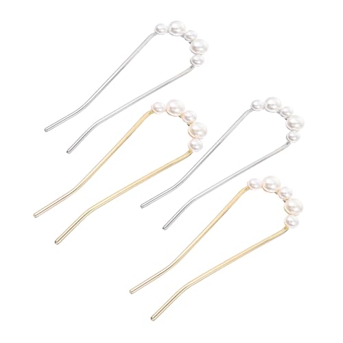 BELLIFFY 4 Stück U-förmige Haarnadeln Mit Perlen Dekorative Haarstäbe Kopfschmuck Für Damen von BELLIFFY
