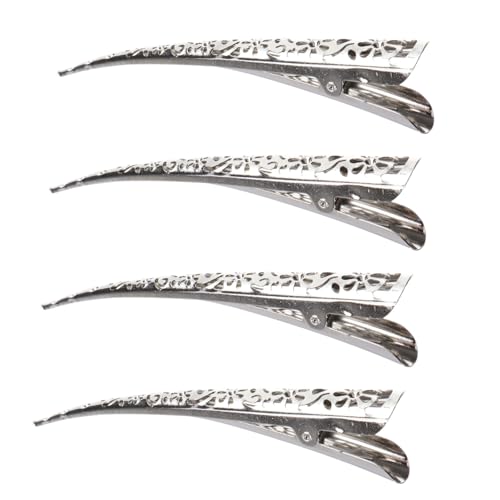 BELLIFFY 4er Set Silberne Haarklammern Im Hollow Style Ohne Zähne Elegante Haaraccessoires Für Damen Ideal Für Hochsteckfrisuren Und Alltägliche Looks von BELLIFFY