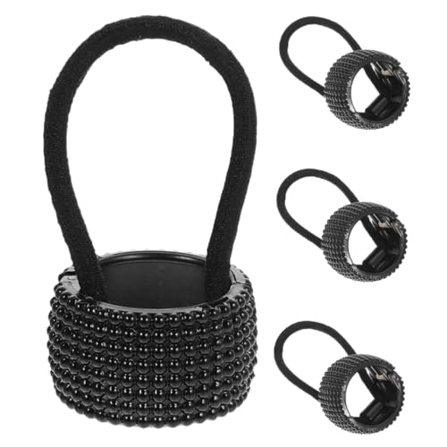 BELLIFFY 4stücke Haar Manschette Elastische Haargummis Pferdeschwanzhalter Damen Haarschmuck Haarring Für Hohe Pferdeschwanz Frisuren Mit Kunststoff Zubehör von BELLIFFY