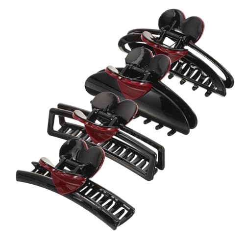 BELLIFFY 4stücke Herz Haarklammern Für Frauen Einzigartige Haarspangen Für Parties Hochzeiten Und Alltagsmode Stabile Rutschfeste Haarclips Aus Klassischem Schwarz-rot von BELLIFFY