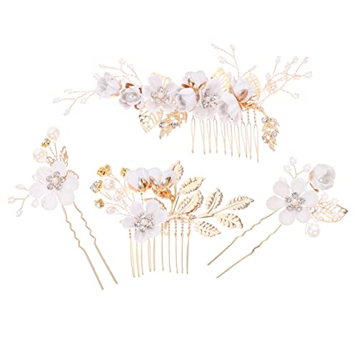 BELLIFFY 4stücke Teiliges Set Goldene Blüten Haarschmuck Für Braut Hochzeits-haaraccessoires Handgefertigter Brautschmuck Für Und von BELLIFFY