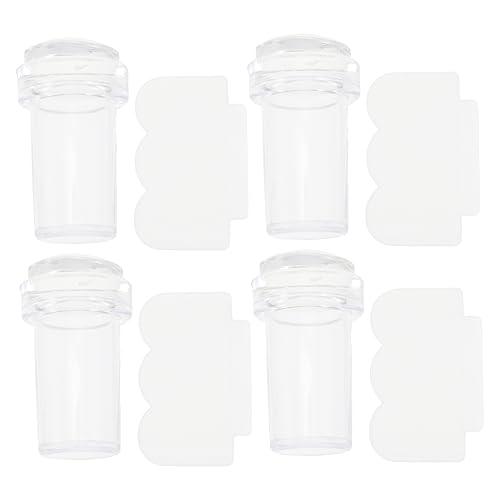 BELLIFFY 4stücke Transparenter Nagelstamper Maniküre Stempel Silikonstempel Werkzeug Teiligen Schabern Für Nail Art Design Leicht Und Tragbar Für Zuhause Und Reisegebrauch Für Maniküre-lieb von BELLIFFY