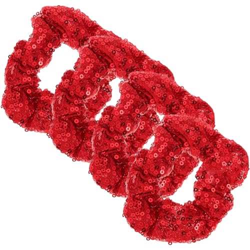 BELLIFFY 4stücke Weihnachts Haargummis Mit Glitzerdesign Für Junge Mädchen Elastische Haarbänder Als Festliche Haaraccessoires Für Partys Und Feiertage Große Rote Farbe von BELLIFFY