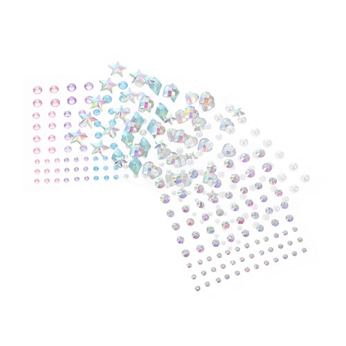 BELLIFFY 5 Blätter Perlen und Strasssteine Sticker Selbstklebende Gesichtsschmuck Ohrstecker und Nail Art Juwelen Vielseitige Klebe perlen für Mädchen für Halloween und Weihnachtsfest von BELLIFFY