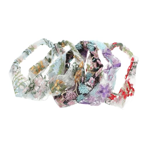 BELLIFFY Bandana-stirnband-set Mit Blumenmuster 5-teilig Haarschal Breite Krempe Spitzenstickerei Stilvolles Und Bequemes Haar-accessoire von BELLIFFY