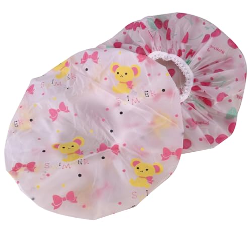 BELLIFFY 5stücke Duschhaube Damen Wasserdichte Badekappen Mit Bär-design Elastisch Und Wiederverwendbar Für Dusche Spa Und Küche Schützt Das Haar Vor Wasser von BELLIFFY