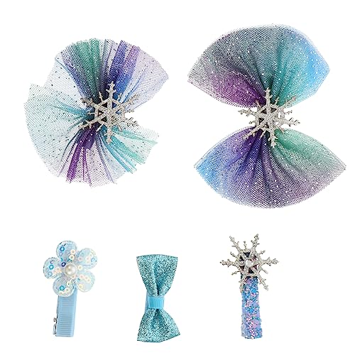 BELLIFFY 5 Stück Haarnadeln Mit Schleife Schneeflocken Design Haaraccessoires Für Mädchen Leicht Und Praktisch von BELLIFFY