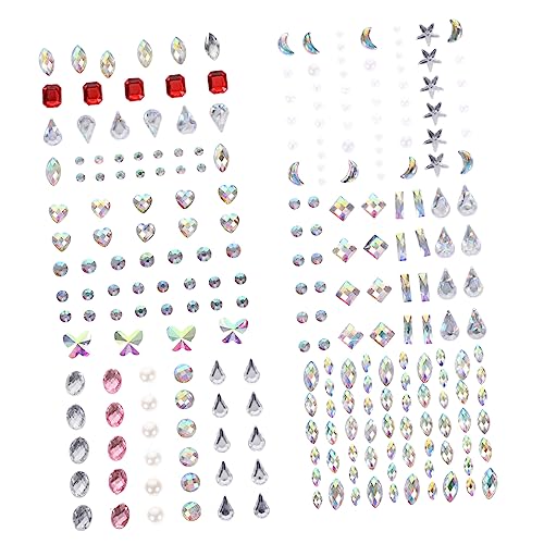 BELLIFFY 6 Bögen Selbstklebende Strass-juwelen Gesichtsschmuck-aufkleber Körperschmuck Für Make-up Filigrane Strass-aufkleber Zum Ausgehen von BELLIFFY