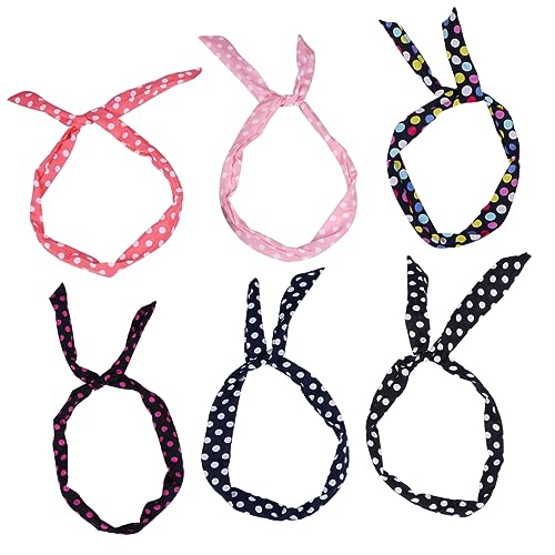 BELLIFFY 6er Satz Draht-stirnbänder Mit Schleife Retro-haarreifen Verschiedene Muster Formbares Haar-accessoire Für Damen von BELLIFFY