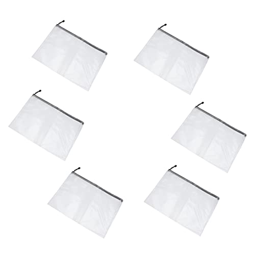 BELLIFFY Aufbewahrungstaschen Für Schreibwaren 6-teiliges Federmäppchen Ästhetischer Reißverschluss Schreibwarentasche PVC-Netz Stiftetaschen Weiß Für Schüler Und Lehrer von BELLIFFY