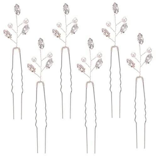 BELLIFFY 6 Stück Perlenhaarnadeln Mit Strasssteinen Haarschmuck Für Hochzeit Haarspangen Für Damen Brautschmuck von BELLIFFY