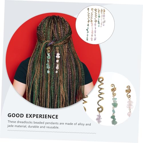 BELLIFFY 6 Stück Teiliges Haarschmuck Zöpfe aus Legierung und Jade Leichte Dreadlock Perlen Haarringe Farbenfrohe Flecht accessoires für Damen und Mädchen Einfach zu Tragen und von BELLIFFY