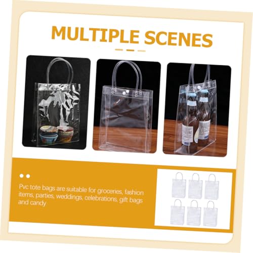 BELLIFFY 6 Stück Transparente PVC Geschenkhandtaschen Vielseitig Einsetzbar Tragetaschen für Geschenkverpackung Einkauf und Alltag von BELLIFFY