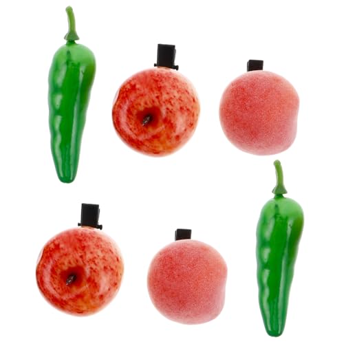 BELLIFFY Einzigartige Haarspangen in Form Von Kunstfrüchten Für Frauen Und Mädchen 6er-pack Haar-accessoires Für Kinder Kreative Dekorative Krokodilklemmen von BELLIFFY